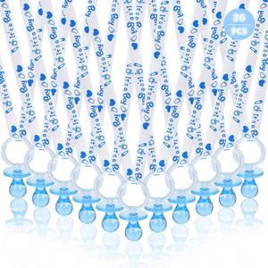 36 Baby Shower Pacifiers Necklace, Acrylic Pacifier Necklace, Cute Pacifier Necklace for Baby Shower Boys Girls Party Favors Charm/Gender Reveal Party Table Scatter/Baby Shower Necklace Game(Blue)
