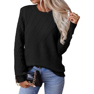 EVALESS Womens Sweaters Trendy Casual Crewneck Long Sleeve Cable Knit Lightweight Oversized Fall Sweaters Pullover Tops, Medium