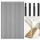 30 Pack 1/2" x 44" Wrought Iron Balusters, Square Hollow Metal Balusters, Deck Balusters, Black Metal Balusters for Stairs, Straight Stair Banister Spindles Railing