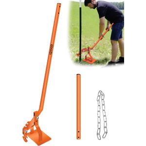 Dual-Purpose Stake Puller, Portable Concrete Stake Anchor Atack Rebar Steel Pin Form Puller Tool, Fit for Small Wood Piles/Steel Bars/Fences/T-Post, 2 Types of Clips + Iron Chain