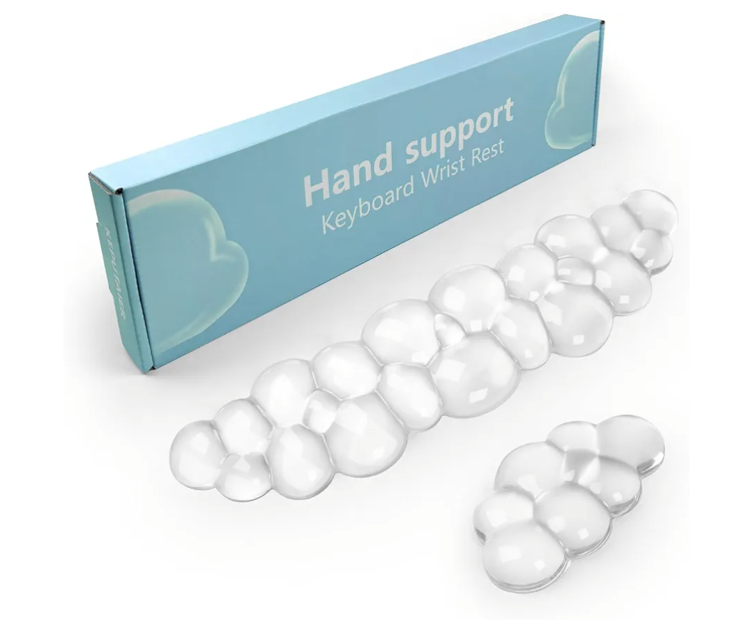 Gel Cloud Keyboard and Mouse Wrist Rest, Cute Wrist Support and Arm Support Keyboard Rest for Keyboard and Mouse Typing Pain Relief，Suitable for Office/Computer/Laptop/Gaming（White