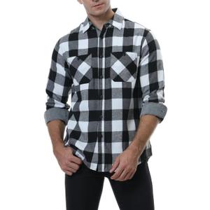 Esabel.C Mens Flannel Shirt Regular Fit Long Sleeve,Casual Button Down Plaid Flannel Shirt for Men (Medium)