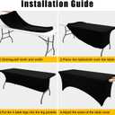 Smiry 2 Pack Spandex Table Cloth 6FT, Elastic Fitted Stretch Tablecloths, Washable and Wrinkle Free Rectangular Patio Table Cover for Outdoor, Wedding, Banquet & Parties (Black, 72Lx30Wx30H Inch)
