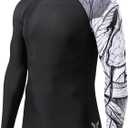 HUGE SPORTS Men's Swim Shirts Long Sleeve UPF 50+ Rash Guard Sun Shirts UV Sun Protection (X-Large)