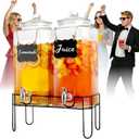 2 Gallon Glass Drink Dispensers For PartiesLemonade Beverage Dispenser With Stand And Spigot For BBQ, Picnic, Party,Laundry Detergent Dispenser