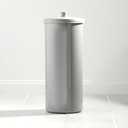 iDesign Freestanding Bathroom Toilet Paper Storage Holder with Lid for 3 Extra Rolls, Silver