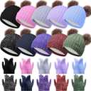 20 Pcs Kids Hats and Gloves Winter Bulk Thick Thermal Beanie with Full Fingers Gloves Gift Sets for Boys Girls (Dark Color)