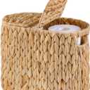 Toilet Paper Basket with Lid, Water Hyacinth Wicker Toilet Paper Storage Holder for 4 Rolls, Toilet Paper Storage for Bathroom