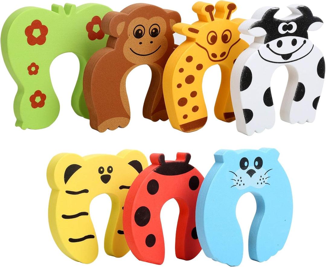 HNYYZL Door Stoppers,7Pcs Baby Proofing Corner Protector Baby Cartoon Animal Door Stop Soft Foam Cushion Baby Finger Protector,Prevent Child or Pet from Getting Locked in Room