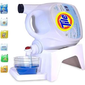 TidyFriend Laundry Detergent Dispenser with Tray, Laundry Soap Dispenser with Non-Slip Rubber Feet for Washing Room Organization, Easy Pour (White) (Pack of 1)