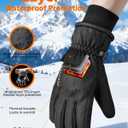 GXCROR Waterproof Ski Gloves for Men Women - Winter Warm Touchscreen Gloves for Cold Weather, Windproof for Snowboarding, Cycling & Outdoor Work, Medium (Black, M)