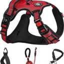 NESTROAD No Pull Dog Harness,Adjustable Oxford Dog Vest Harness with Leash,Reflective No-Choke Pet Harness with Easy Control Soft Handle for Small Medium Dogs(Medium,Red)