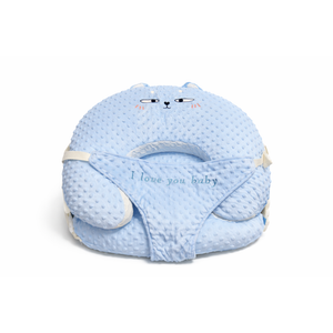 Nursing Pillow and Positioner Breastfeeding and Bottle Feeding, Propping Baby, Tummy Time, Sitting Support for Baby Boy Baby Girl, with Removable Dots Cover (Blue)