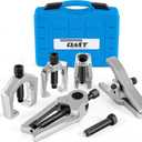 Orion Motor Tech 5pc Ball Joint Separator, Pitman Arm Puller, Tie Rod End Tool Set for Front End Service, Splitter Removal Kit (BL06) (Blue Case Silver Puller)