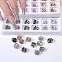 3D Stacked Rhinestone Nail Charms Luxury Multi Crystal Nail Art Jewelry for DIY Nail Art Design Decorations, Crafts, and Accessories (6 Colors 8 Pieces Each)