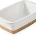 HVH Ceramic Loaf Pan for Baking Bread, 9 x 5 inch Baking Bread Loaf Pan, Rectangular Bread Pan, Bread Baking Pan for Cooking, Farmhouse Style (White)