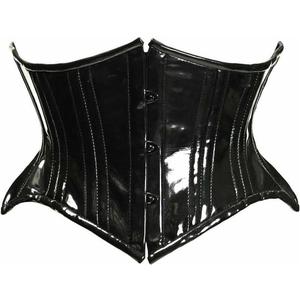 Daisy corsets women's Top Drawer Black Patent Pvc Vinyl Double Steel Boned Curvy Cut Waist Cincher (X-Large)