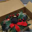 MorTime Christmas Candle Holder Centerpiece, Xmas Tabletop Decor with Red Bow Berries Pinecones, Table Centerpiece with Steel Base for Christmas Decoration