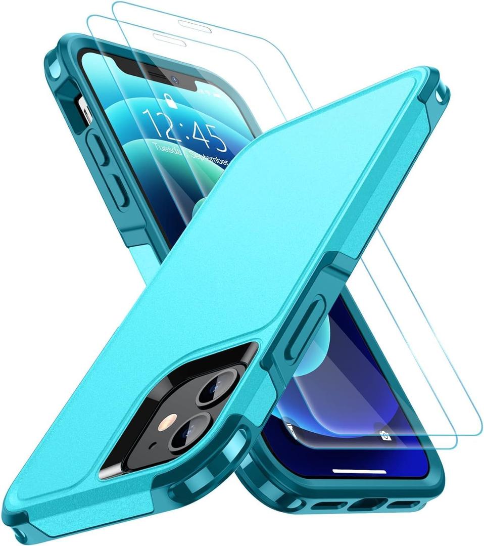 4 x SPIDERCASE Designed for iPhone 12 Case/iPhone 12 Pro Case, [10 FT Military Grade Drop Protection] [with 2 pcs Tempered Glass Screen Protector] Cell Phone Home Button Stickers,Blue