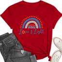 Hanukkah Menorah Shirt for Women Jewish Tee Shirt Love and Light Hanukkah T-Shirt Jewish Celebration Tops (XX-Large, Red)