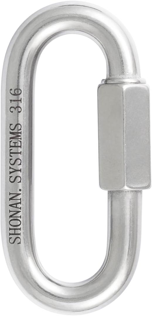 SHONAN Heavy Duty Marine Chain Quick Links, Stainless Steel Chain Connectors, Corrosion Resistant Locking Carabiners (4.1 Inch, 1 Pack(Marine Grade)