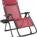 Goplus Oversized Zero Gravity Chair, XL-Extended Version, Outdoor Recliner w/Cup Holder & Detachable Headrest, Foldable Mesh Lounge Chairs for Patio Pool Porch & Deck, 500LBS (Wine)
