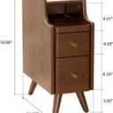 AQIMUELE Small Nightstand with Drawers, Solid Wood Bedside Table, Narrow Walnut Nightstand for Bedroom, 15.74''D*7.87''W*19.68''H