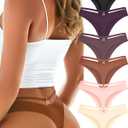 READY TO LOVE Women's Underwear Seamless Thongs 6 Pack No Show Thong Breathable Invisibles Hollow Out Sexy Panties Underwear, XL