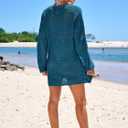 Prinbara Crochet Cover Up for Women Swimsuit Summer Bathing Suit 2025 Swim Hollow Out Bikini Swimwear Mesh Knit Beach Dress Cyan Small (Blue, S)