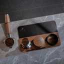 54mm Tamping Mat For Breville Espresso Machine Accessories Walnut & Leather Tamp Station Organizer with Multi-Slot Design for Espresso Tools Tamper, Distributor, Funnel & Puck Screens