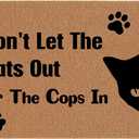 Cat Doormat Don't Let The Cats Out or The Cops in Funny Welcome Doormat for Inside Entrance Home Easy to Clean Waterproof Rubber Coir Door Mats Cute Decor Shoe Mat 23.6x15.7 in