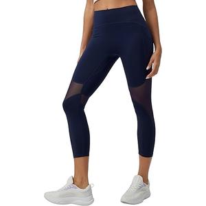 ONGASOFT High Waisted Yoga Capris Pants for Women Running Workout Mesh Leggings Side Pockets Squat Proof Tummy Control