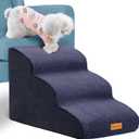 Topmart 3 Tiers Foam Dog Ramps/Steps,Non-Slip, Extra Wide Deep Dog Stairs,High Density Foam Pet Stairs/Ladder,Best for Older Cats,Small Pets,Blue