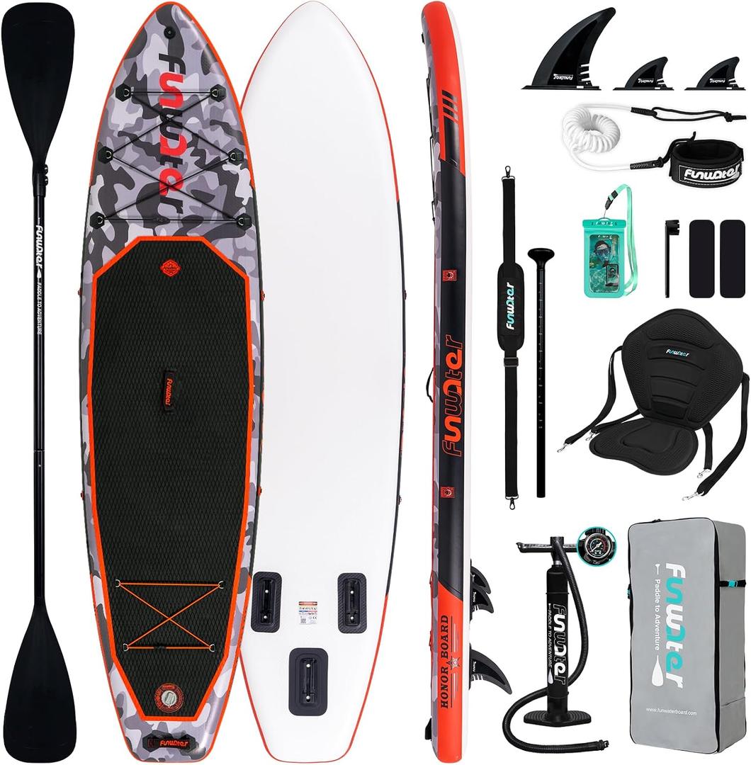 FunWater Inflatable Stand Up Paddle Board with Beginners SUP Accessories | 10'8'' SUP,Anti-Slip EVA Deck,Versatile Yoga/Family Inflatable Paddle Boards for Adults & Youth of All Skill Levels