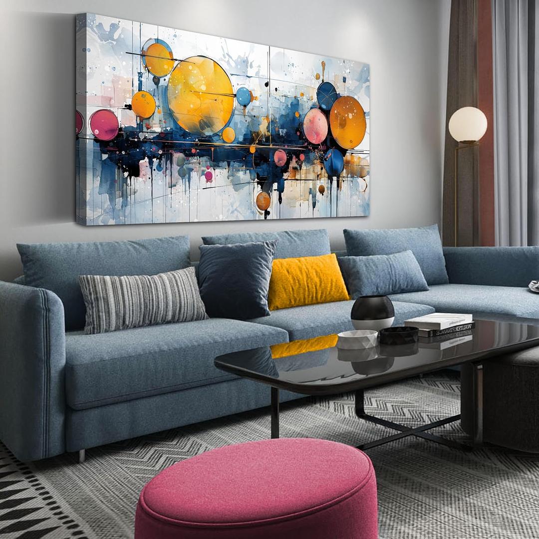 CGXART Abstract Wall Art for Living Room Large Size - Modern Wall Art for Office - Yellow Pictures Wall Decor Ready to Hang Size 29" x 59"
