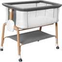 Bassinet Bedside Sleeper, Bedside Bassinet for Newborn, Baby Bassinet with 5 Adjustable Height, Rocking Bassinet with Wheels, Breathable Mesh & Mattress, Easy Folding Portable Bedside CribDark Gray), Twin
