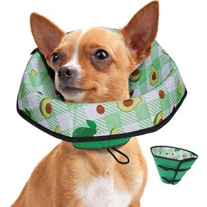 Soft Dog Cone Collar After Surgery: Foldable Long Comfortable Comfy Fabric Recovery Shame Elizabethan Stop Licking Small Medium Large Dogs (Green, S) (S(Neck:8.66"-10.83"))