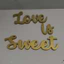 Love Is Sweet Table Decor Hollow Sign Wooden Love Is Sweet Sign for Dessert Table Freestanding Wood Is Wooden Letter Top for Wedding Shelf(Gold)