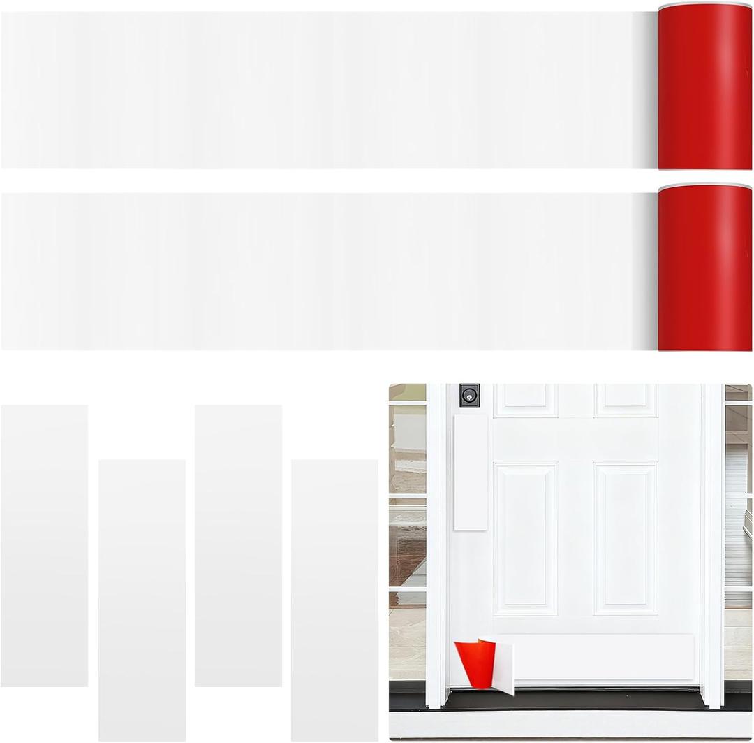 Rubber Door Push Plates 4Pcs 16" X 4.3",2Pcs 32.3" X 5.7",Anti Scratch Protection Device for Inner and Outer Doors,Prevents Dents & Scratches,Self-Adhesive (White)