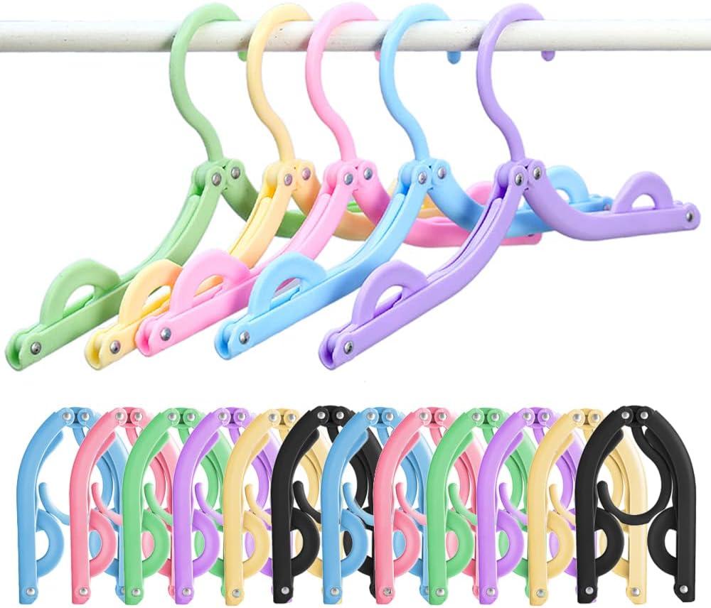 12pcs Travel Folding Hanger Household Multifunctional Portable Hanger (Colorful)