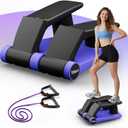 Air Compression Resistance Stepper  Adjustable Mini Stair Climber for Home Cardio Workout, Portable Stepper Machine with LCD Display, 5-Level Adjustable Resistance, Non-Slip Pedals - Batt. not incl. (Blue)