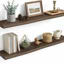 Vivelove Live Edge Floating Shelves for Wall Solid Elm Wood, Rustic Farmhouse Wall Shelf with Invisible Bracket for Living Room Bedroom Bathroom Office Book, 40 Inches - Set of 2 - Dark Walnut