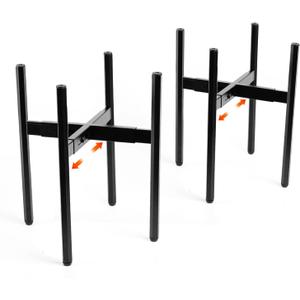 Stainless Steel Plant Stand Indoor Outdoor Corner Adjustable Width Fits 8 9 10 11 12 Inch Flower Pots(Black 2 Pack)