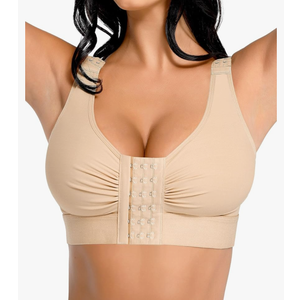 FeelinGirl Post Surgery Compression Bra for Women's Front Closure Bra with Adjustable Straps Wirefree, M