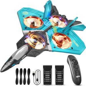 4DRC V17 Foam Remote Control Airplanes RC Planes for Kids Adults 4-7 8-16, RC Airplane Fighter Jet with Light, 360 Flip Fighter Jet Toy, Gravity Sensing, Stunt Roll, Airplane Toy Gifts for Kids Boys