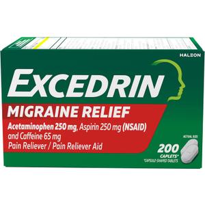 Excedrin Migraine Relief Caplets to Alleviate Migraine Symptoms - 200 Count