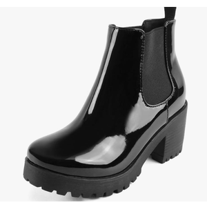 Shoes Jaber Ankle Boot W Lug Sole Elastic Gore and Chunky Heel, Black, Size 8