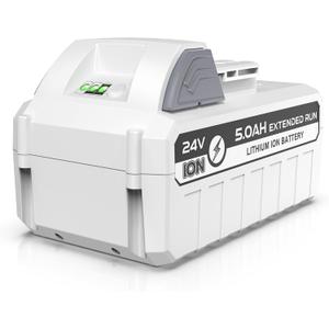 5.0Ah Replacement for SunJoe Battery,Snow Joe 24V Battery,Compatibility with All Joe Brands iON+ 24V Series Devices 24VBAT-LTX 24VBAT-LTW 24VBAT-LTE 24VBAT 24V-X2-SB18 24VBAT-XR