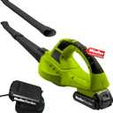 Mueller UltraStorm Cordless Leaf Blower, 20 V Powerful Motor, Electric Leaf Blower for Lawn Care, Battery Powered Leaf Blower Lightweight for Snow Blowing (Battery & Charger Included) Green