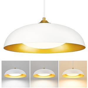 kudos LED Pendant Light Fixtures, Modern White and Gold Pendant Lights, 15 Inch Large Hanging Light Fixtures for Kitchen Island, Dining Room, Living Room, Bedroom, 5CCT Adjustable, KDPL02-WT